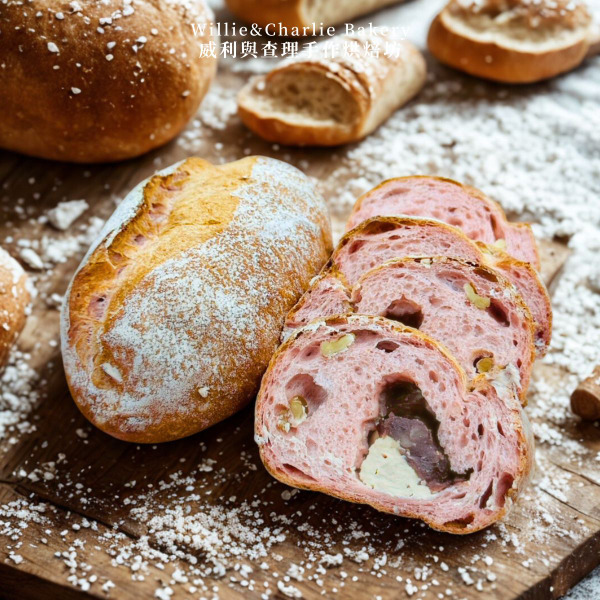 櫻花紅豆乳酪(奶素)｜粉色櫻花季 酸種麵包