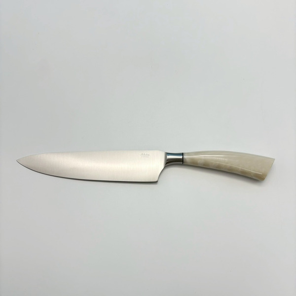 SALADINI 義大利手工主廚刀 25cm｜天然白牛角握柄   不鏽鋼廚房料理刀（5014C）仿白牛角色象牙白色樹脂握柄 (5014RB）主廚刀