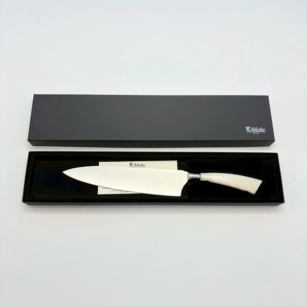 SALADINI 義大利手工主廚刀 25cm｜天然白牛角握柄   不鏽鋼廚房料理刀（5014C）仿白牛角色象牙白色樹脂握柄 (5014RB）主廚刀