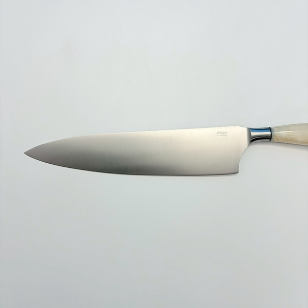SALADINI 義大利手工主廚刀 25cm｜天然白牛角握柄   不鏽鋼廚房料理刀（5014C）仿白牛角色象牙白色樹脂握柄 (5014RB）主廚刀