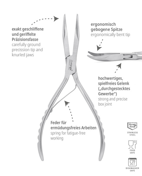 【TRIANGLE德國三角牌】 曲柄不鏽鋼魚骨鉗 彎嘴魚刺夾盒裝 彎嘴魚刺夾 魚刺夾 魚骨夾 不鏽鋼 魚刺鉗  符合人體工學不費力
