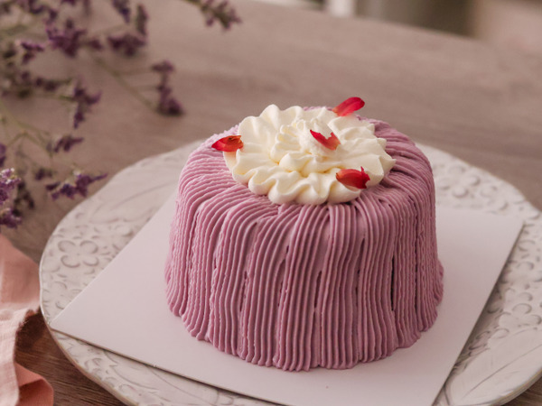 母親節蛋糕｜紫芋鮮奶油戚風蛋糕＿4吋