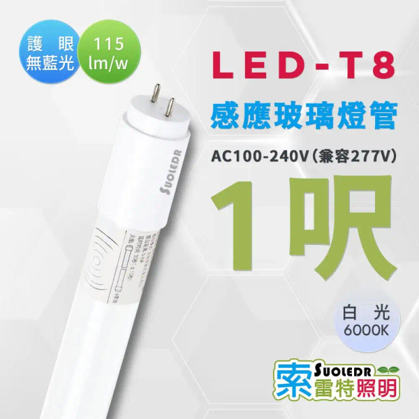 【Suoledr 索雷特】T8 1呎 LED 微波感應燈管