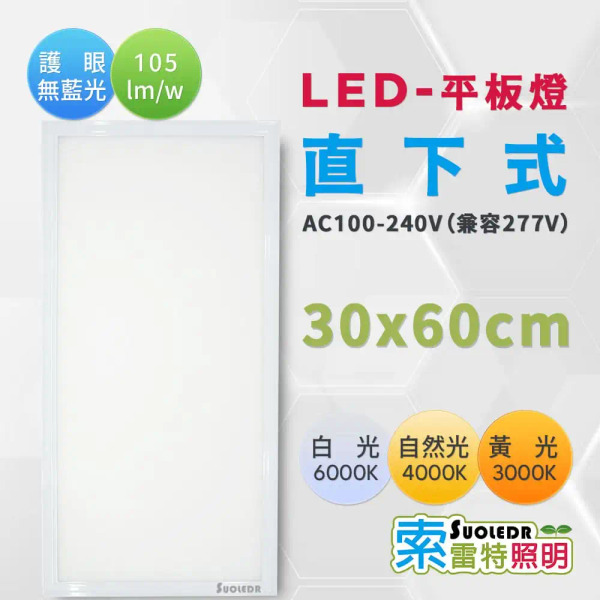 【Suoledr 索雷特】LED 直下式平板燈 30 x 60