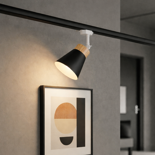 E27｜木質馬卡龍軌道投射燈 M-049