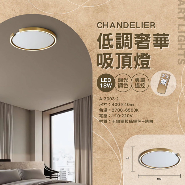 18W 不鏽鋼拉絲藝術吸頂燈 A-3003-2