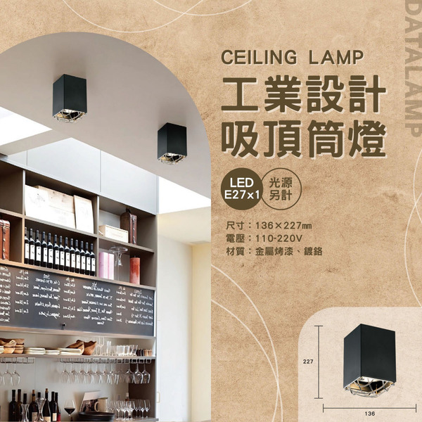 E27 工業造型商業吸頂筒燈 A-3201-2