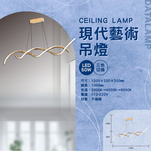 50W 不鏽鋼流線藝術吊燈 G6-0142