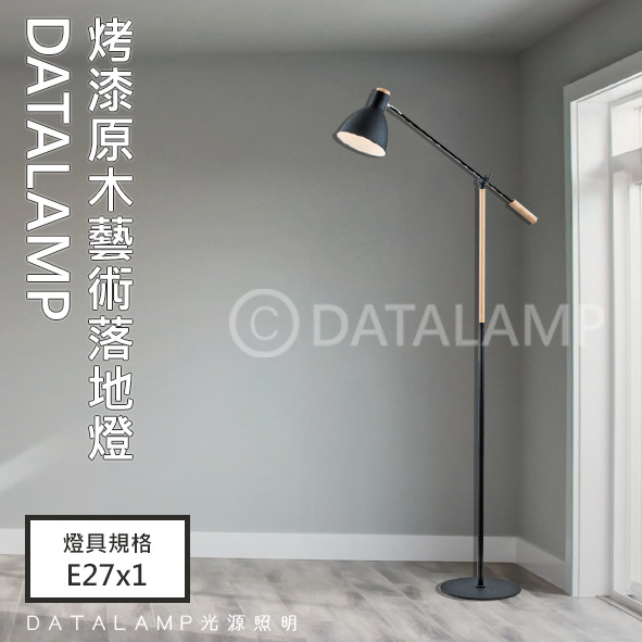 烤漆原木藝術落地立燈(黑) 亞6541