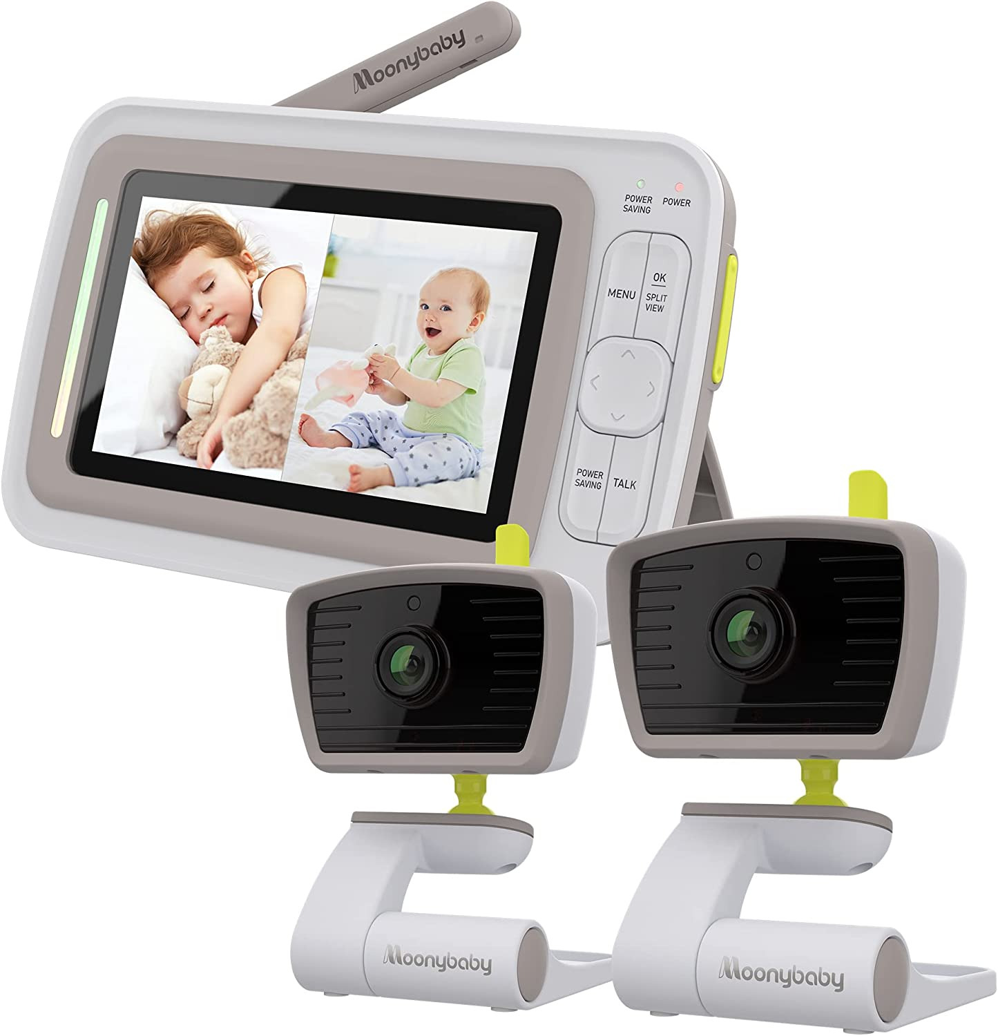 efterklang visuel fredelig Moonybaby Split 30 Baby Monitor Split Screen with 2 Cameras and Audio, No  WiFi moonybaby