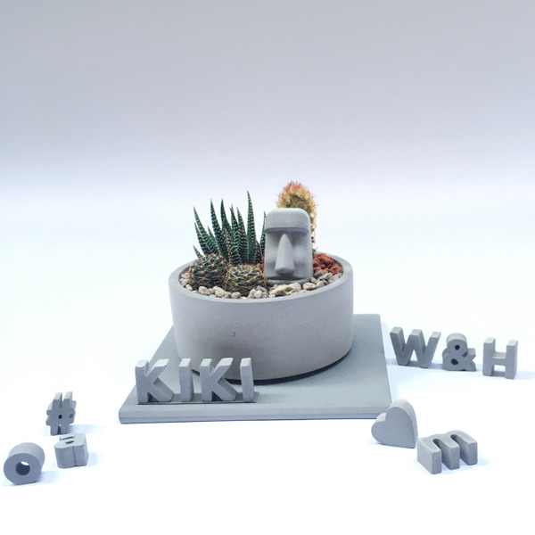 【 摩艾綠意花園 】 迷你仙人掌造景DIY (水泥字要加購 )