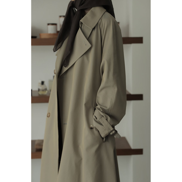 AURALEE - Washed Finx Silk Chambray Trench Coat