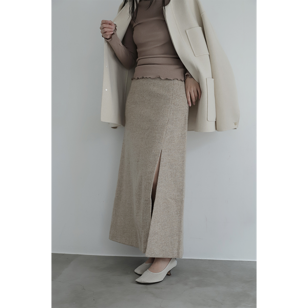 AURALEE - Wool Hairline Light Tweed Skirt in Top Ivory