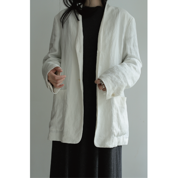 AURALEE - Linen Gabardine No Collar Jacket IVORY WHITE