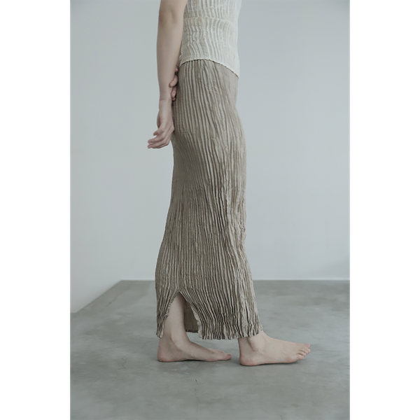 AZUR - Plissé Silk Tank Long Skirt
