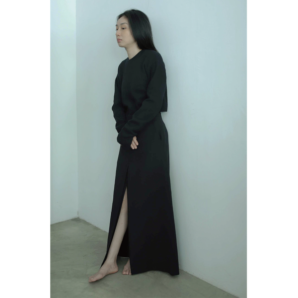 AURALEE - Tense Wool Double Cloth Skirt BLACK