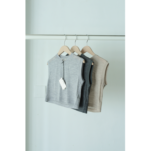 AURALEE - Super Soft Wool Sheer Jersey Short Sleeveless (3Colors)