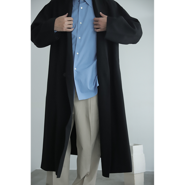 CRISTASEYA - Oversized Shawl Collar Coat BLACK