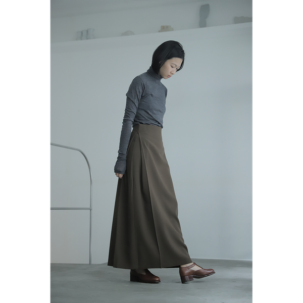 CRISTASEYA - Pleated Long Skirt Brown