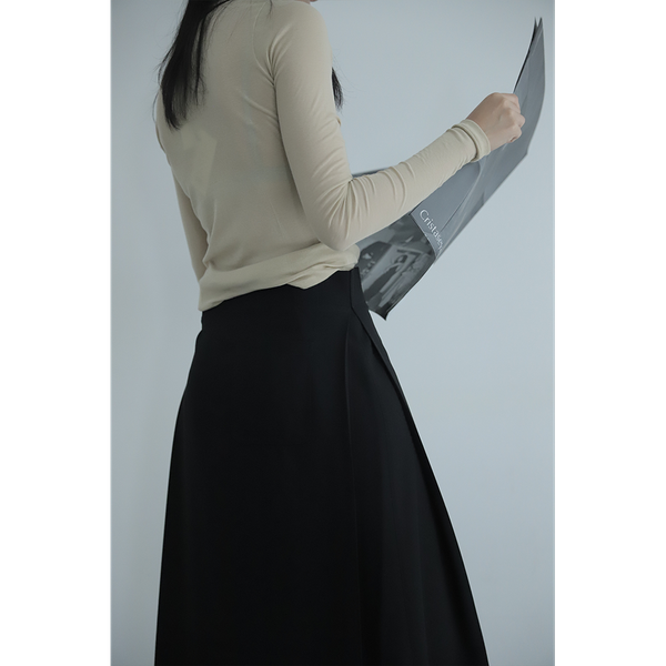 CRISTASEYA - Pleated Long Skirt BLACK
