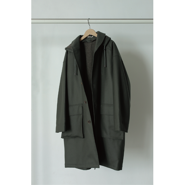 AURALEE - Light Melton Hooded Liner Coat n iDark Olive