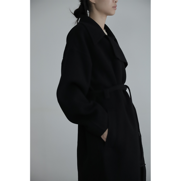 AURALEE - Double Cloth Pile Mosser Hand Sewn Coat in Black