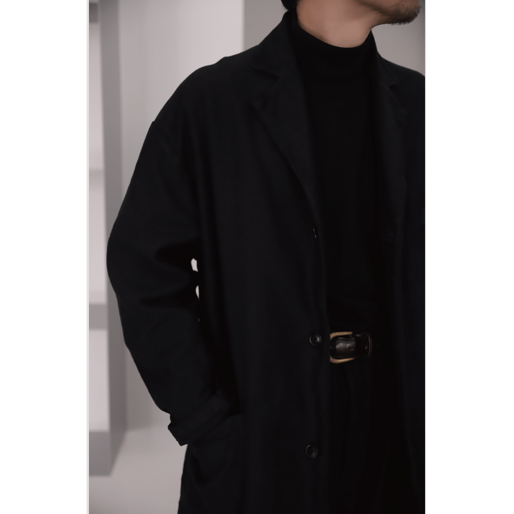 PORTER CLASSIC - Moleskin Modigliani Collar Jacket in Black