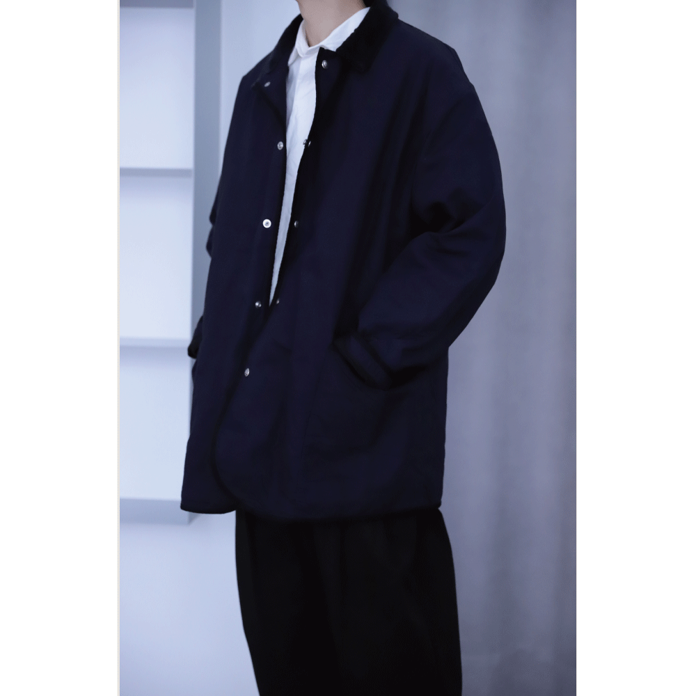 PORTER CLASSIC - Paraffin Corduroy Jacket W/ Silver Buttons (NAVY