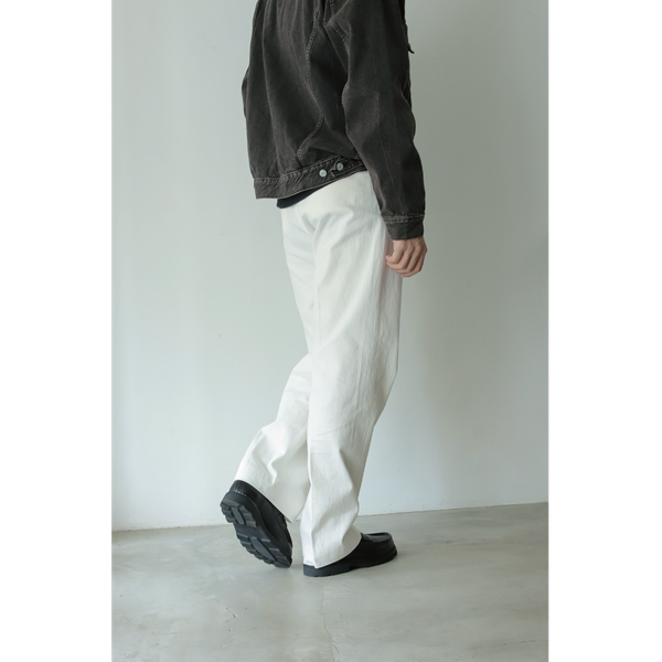 KAPTAIN SUNSHINE - Denim Trousers (WHITE VINTAGE WASH / BROWN VINTAGE WASH)