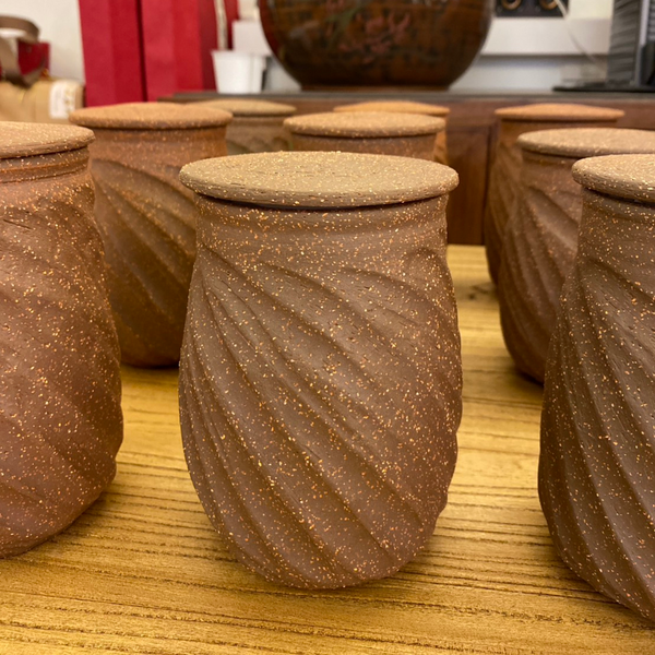 手工老岩泥茶罐-半斤(寬口)