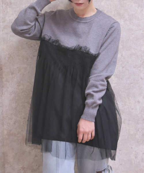 薄紗剪裁套頭衫