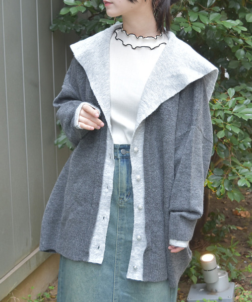 配色針織開襟衫