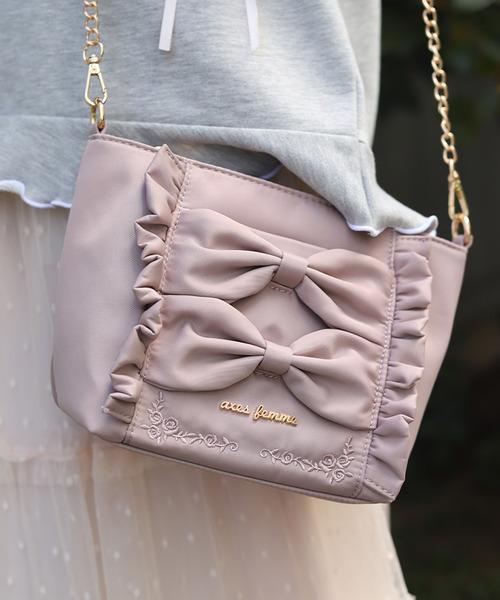 防潑水尼龍蝴蝶結肩背包