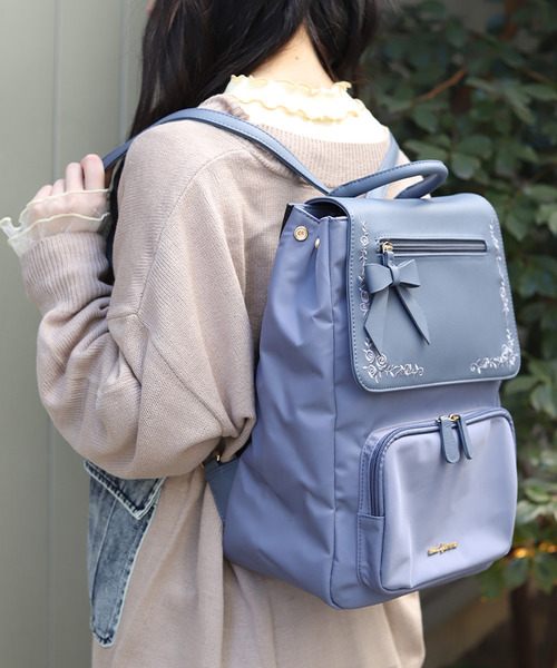 防潑水尼龍刺繡後背包