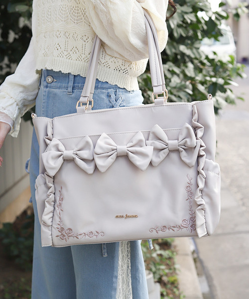 防潑水尼龍連續蝴蝶結托特包