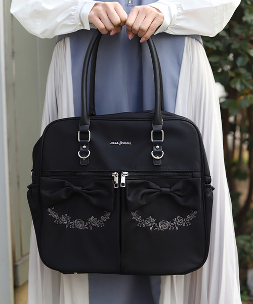 防潑水尼龍雙蝴蝶結波士頓包