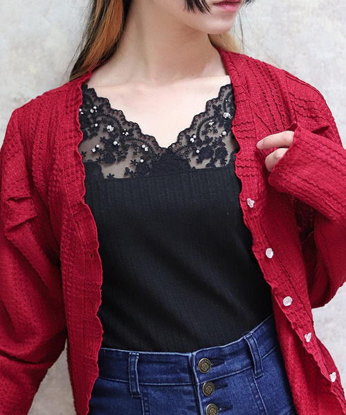 吸濕快乾蕾絲拼接背心