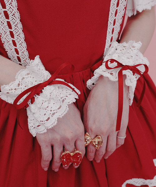 Chalmiere-蕾絲花邊袖夾