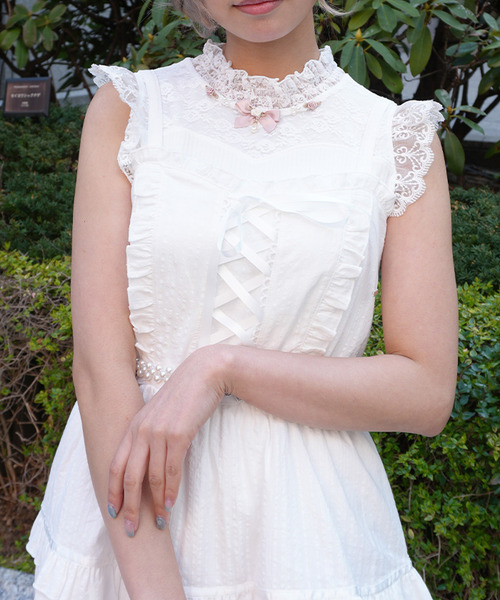 ＰＯＥＴＩＱＵＥ-玫瑰×蝴蝶結裝飾拼接背心