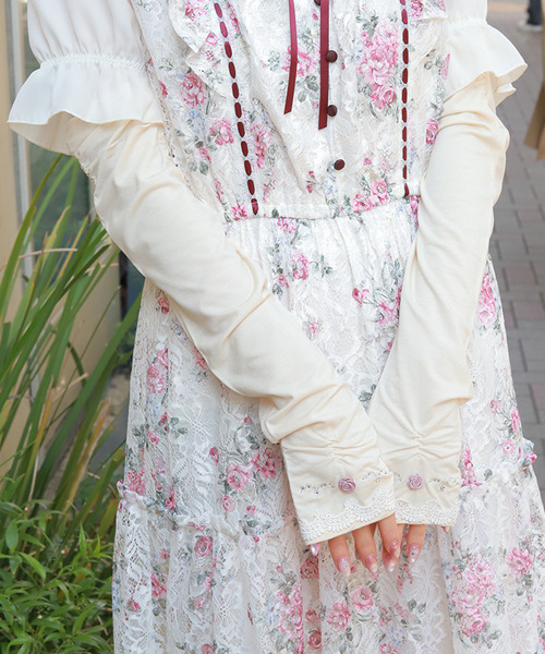 捲玫瑰寶石抗UV長手套