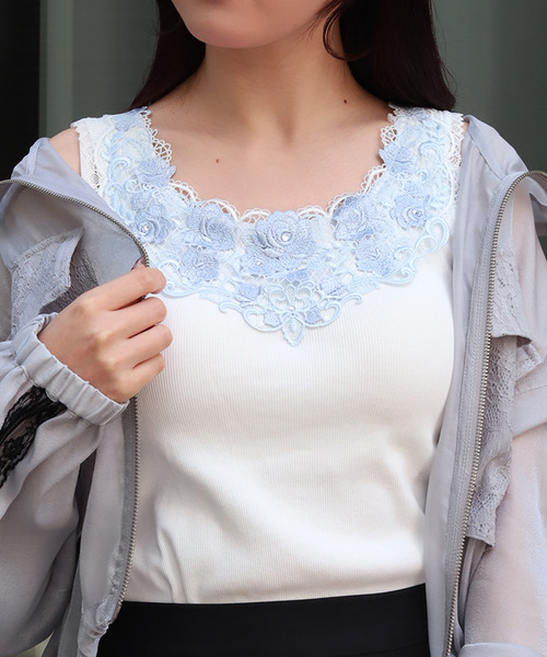 玫瑰蕾絲附罩杯背心