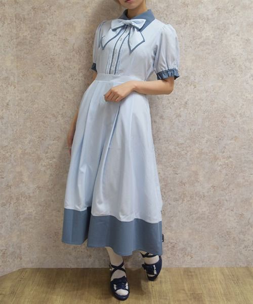 條紋拼接襯衫洋裝