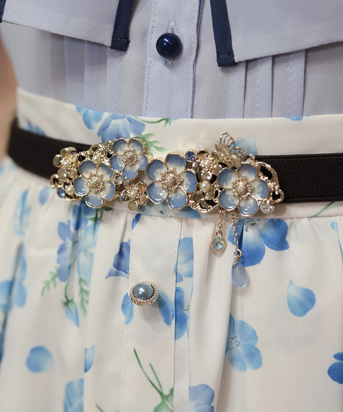 粉蝶花造型細皮帶