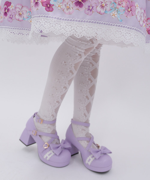 Chalmiere-綁帶透膚過膝襪