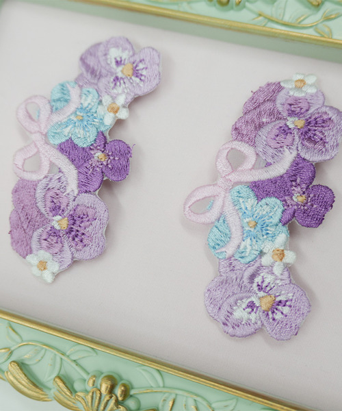 Chalmiere-三色堇刺繡夾子組