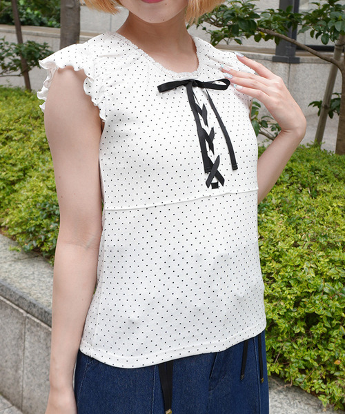 ＰＯＥＴＩＱＵＥ-綁帶抓皺背心