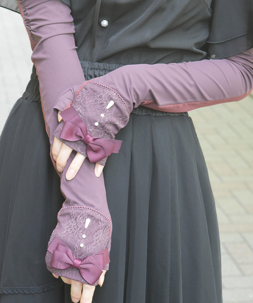 蝴蝶結設計抗UV長手套