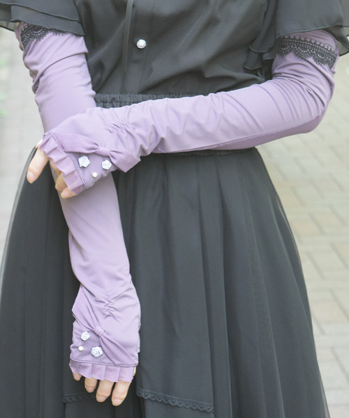 接觸涼感抗UV玫瑰長手套