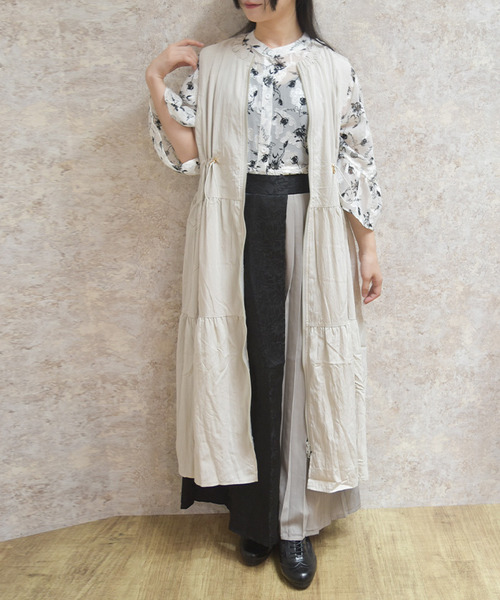 層次拼接長背心