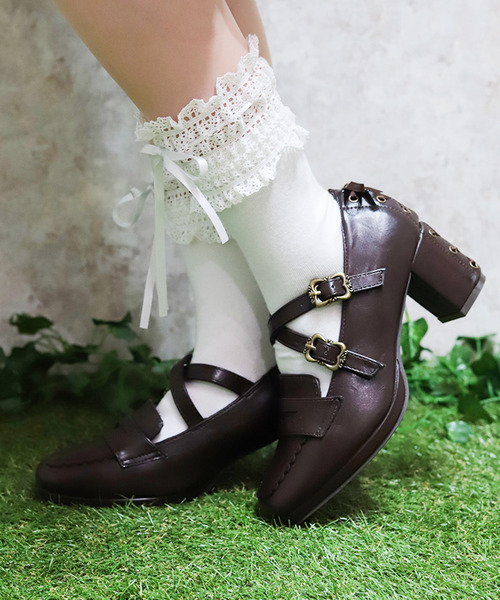 POETIQUE-鏤空蕾絲×蝴蝶結襪